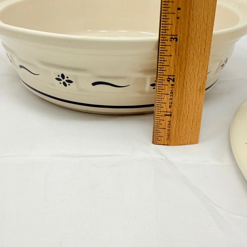 Longaberger Pottery Woven Traditions Heritage 2 Qt. Round Covered Casserole blue
